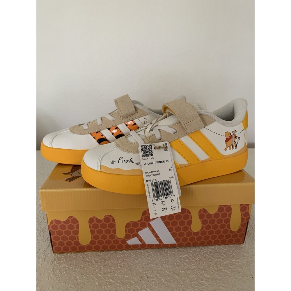 Adidas VL Court Winnie Pooh EL C Unisex Kids Sneakers White/Yellow Size 3 K19175